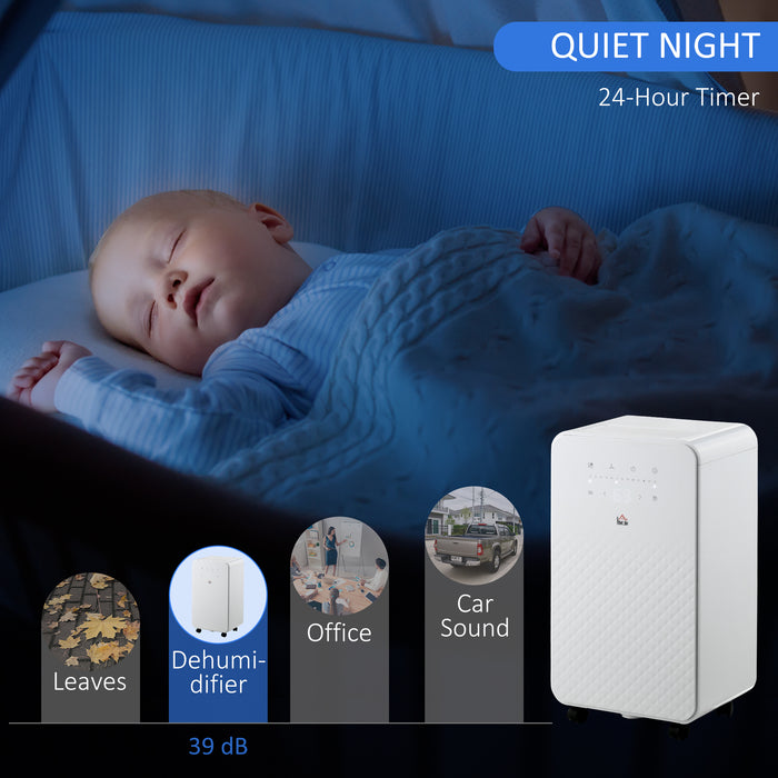 2000mL Compact Dehumidifier with Built-in Air Purifier - 24-Hour Timer, 5 Operating Modes, Up to 10L Daily Moisture Removal - Ideal for Home Laundry Rooms, Keeps Air Fresh and Dry