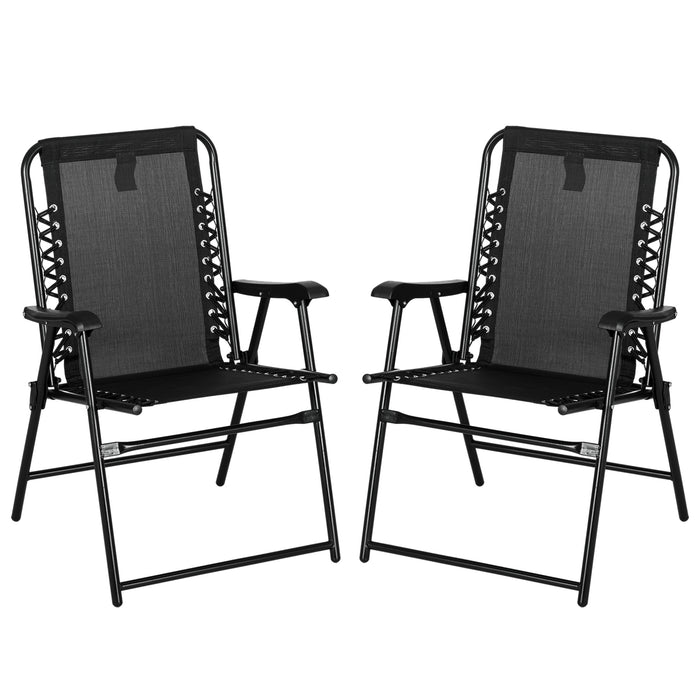 Outdoor Folding Lounge Chair Set - 2 Pcs Patio Chairs with Armrests, Steel Frame for Camping, Poolside, Beach and Lawn - Portable Comfort for Outdoor Relaxation
