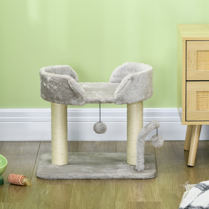 Indoor Cat Activity Center - 42cm Tall with Toy Balls and Sisal Scratching Post - Ideal for Playful Kittens and Cats