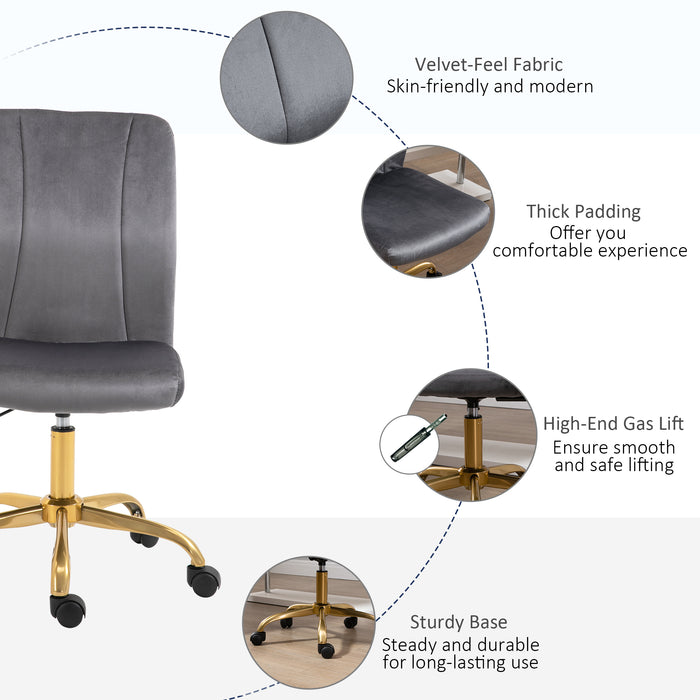 Ergonomic Velvet Office Desk Chair - 360° Swivel Wheels, Height-Adjustable Seat - Comfortable Computer Chair for Work and Study