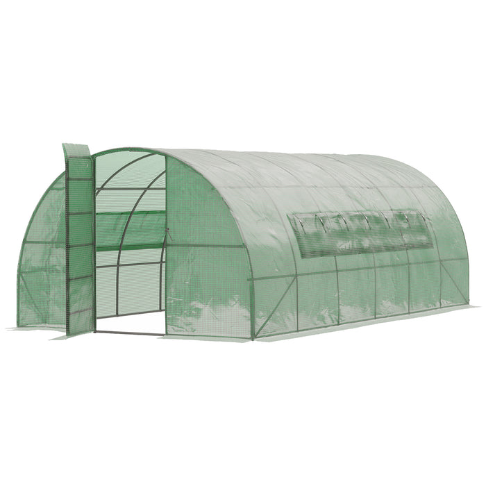 Heavy-Duty 25mm Galvanised Steel Frame Polytunnel - Metal Hinged Door & Mesh Windows, 3x6M Greenhouse - Ideal for Gardeners & Extended Growing Seasons