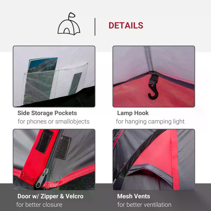 Camping Dome Tent for 3-4 Person - 2 Room Setup with Weatherproof Screen Room Vestibule, Lightweight for Backpacking - Ideal for Fishing, Hiking & Outdoor Adventures, Dark Grey