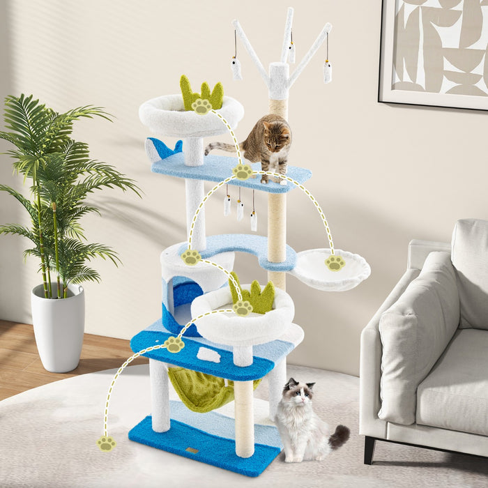 Cat Tree King - Multi-Level Cat Tower with Sisal-Covered Scratching Posts - Perfect for Interactive Play and Claw Health Maintenance for Cats