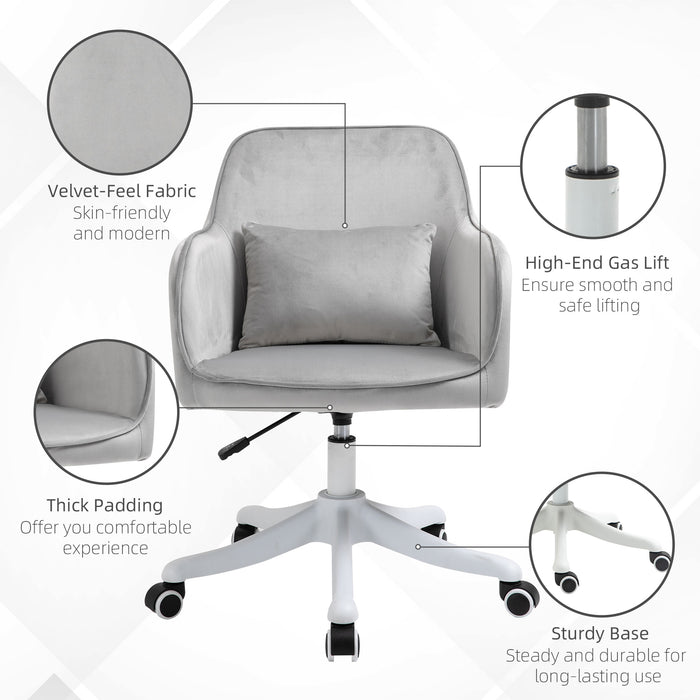 Ergonomic Velvet Office Chair with Massage - Rechargeable Vibration Lumbar Support, Smooth-Rolling Casters - Comfort for Home Office and Remote Work