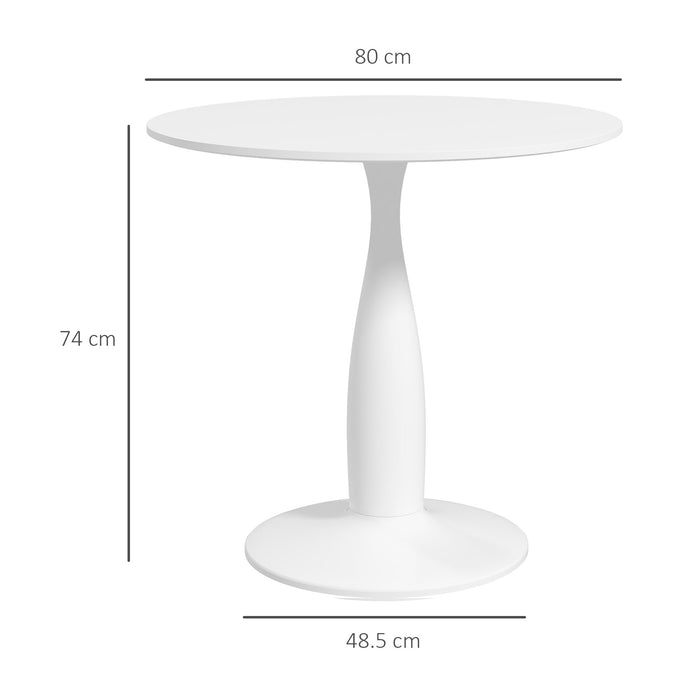 Modern Round Dining Table with Steel Base - Non-slip Foot Pad, Space-Saving Design - Ideal for Small Dining Rooms or Apartments