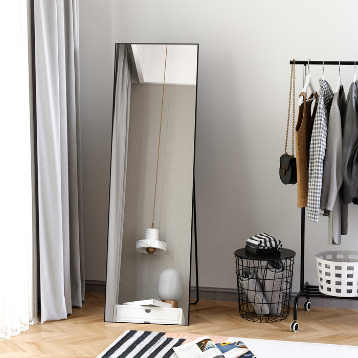 Full-Length Aluminum Alloy Framed Mirror - Versatile Floor Standing or Wall Hanging Design - Ideal for Bedroom & Living Room Decor Enhancements