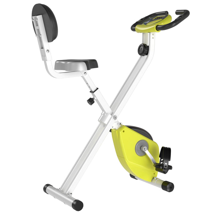 Stationary Cycling Bike with Steel Frame - Manual Resistance, LCD Display, Yellow Finish - Ideal for Indoor Fitness and Cardio Workout