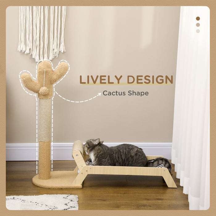 Cactus-Themed 2-in-1 Cat Scratching Post with Cozy Hammock Bed - Durable Cat Condo Tower for Climbing and Lounging - Perfect for Indoor Cats and Playful Kittens