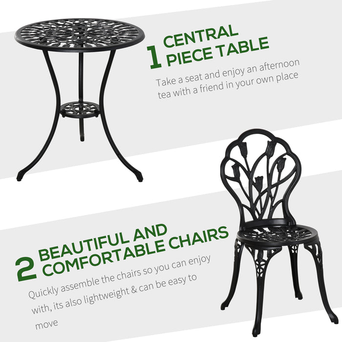 3 Piece Patio Bistro Set - Outdoor Aluminum Dining Furniture with Umbrella Hole, Garden and Balcony-Friendly - Ideal for Al Fresco Meals and Relaxation