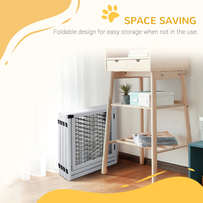 Foldable 8-Panel Pet Playpen with Stability Feet - Ideal for Home, Doorways & Stairs Use - Perfect for Small to Medium Dogs, White