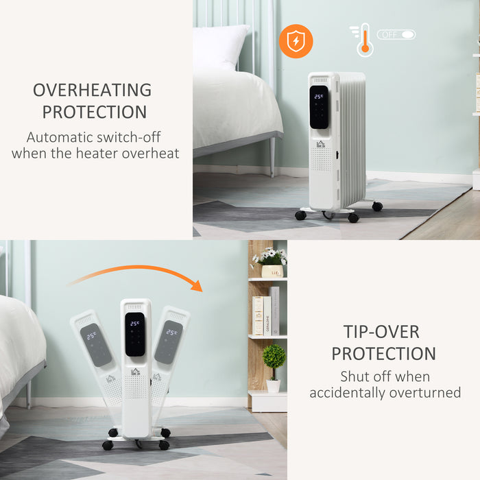 2720W Oil Filled Radiator Heater with LED Display - Portable 11-Fin Electric Heater with 24-Hr Timer & 3 Heat Settings - Perfect for Adjustable Indoor Temperature Control
