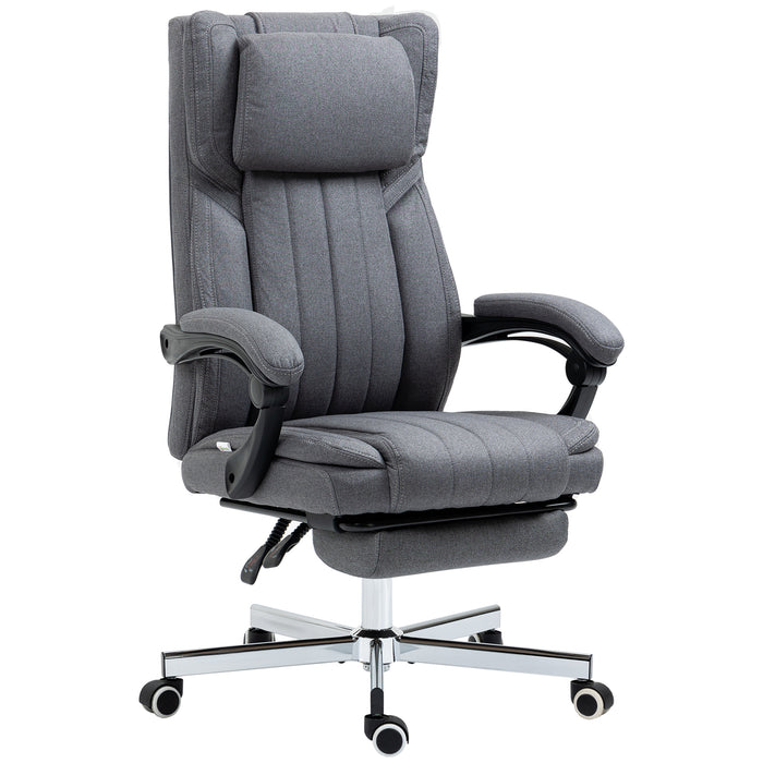 Ergonomic High Back Desk Chair with Headrest and Footrest - Executive Recliner Office Chair, Dark Grey - Ideal for Comfortable Working and Relaxation