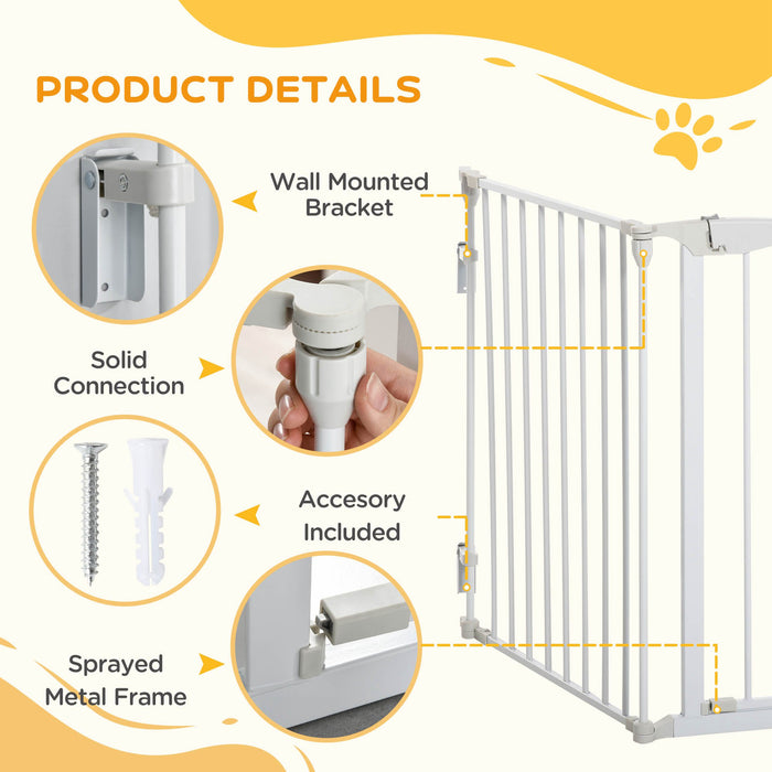 Pet Safety Gate 3-Panel - Adjustable Metal Playpen & Fireplace Barrier with Walk-Through Door - Ideal for Protection & Room Division