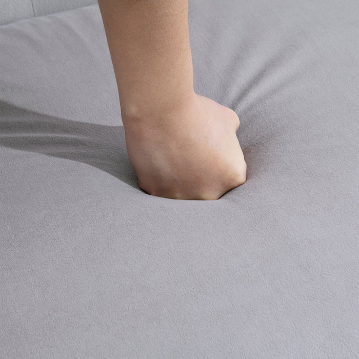 Vintage-Inspired Grey Loveseat - 2-Seat Sofa with Button Tufting and Carved Wood Legs - Elegant Couch for Compact Living Spaces