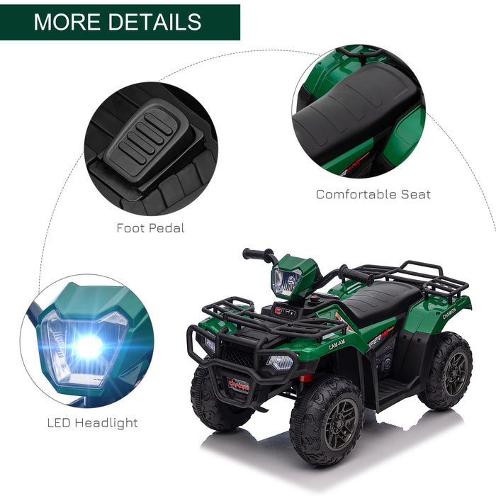 Electric Ride-On ATV for Kids - 12V Quad Bike with Forward/Reverse, Music, LED Headlights - Perfect for Ages 3-5, Vibrant Green