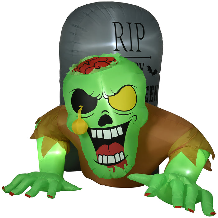 5FT Halloween Inflatables Ghost and Tombstone - LED-Lit Outdoor Decor with Built-in Lights - Perfect for Garden, Lawn & Party Festivities