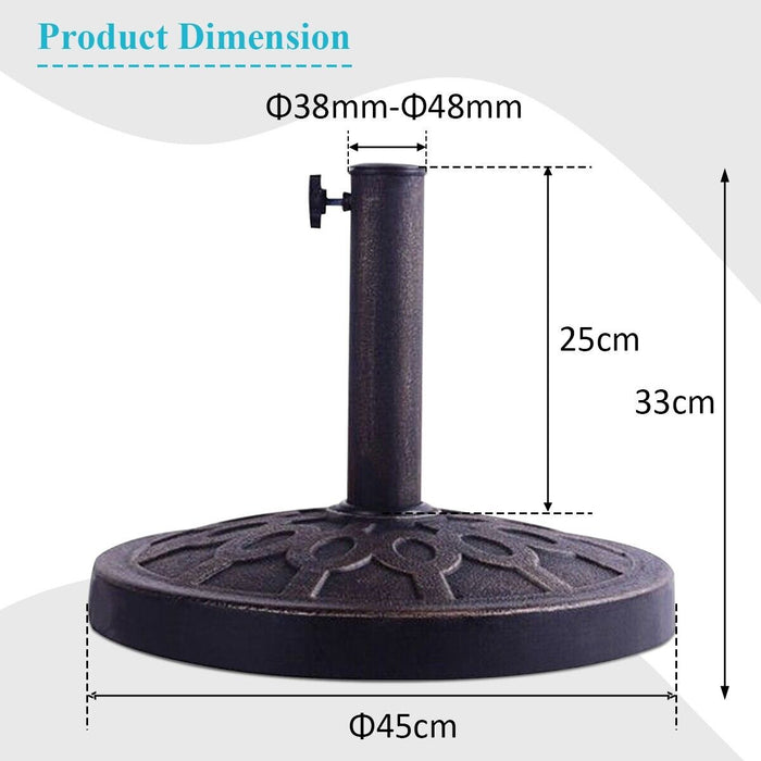 Resin Patio Umbrella Base - Suitable for 38-48 mm Umbrella Pole - Perfect Stability Solution for Outdoor Umbrellas