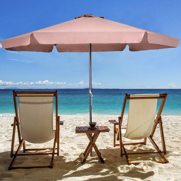 3M - Patio Parasol with 6 Supporting Ribs and Air Vent Feature, Ideal for Beach or Pool Use - Tan-Colored Outdoor Solution for Sun Protection