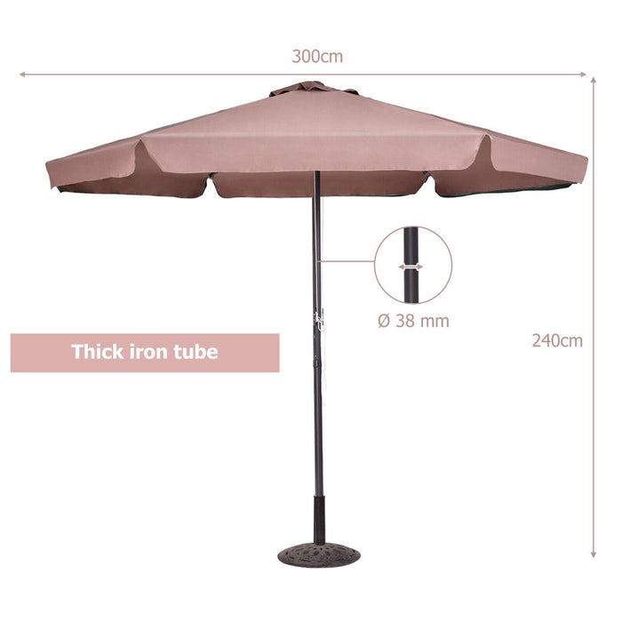 3M - Patio Parasol with 6 Supporting Ribs and Air Vent Feature, Ideal for Beach or Pool Use - Tan-Colored Outdoor Solution for Sun Protection