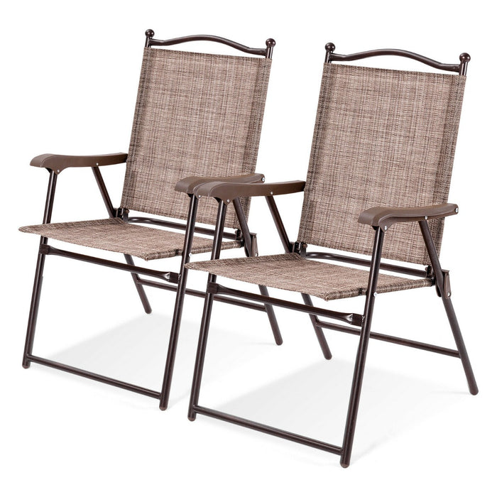 Set of 2 Patio Chairs - Folding Design with Comfortable Armrests and Footrest in Black - Perfect for Outdoor Relaxation and Leisure