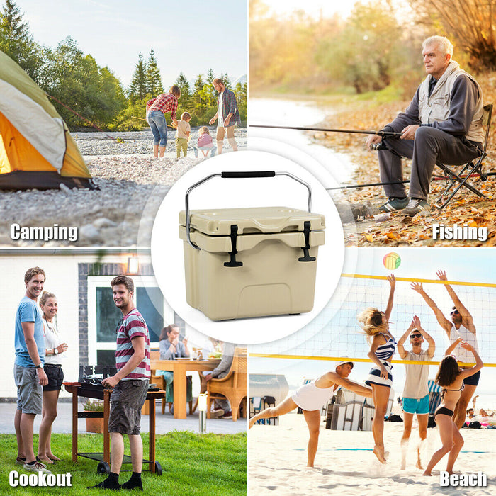 Heavy-Duty Outdoor Ice Cooler - Portable Chest with Built-In Cup Holders, Ideal for Camping and Travel - Functional Outdoor Essentials for Adventure Seekers