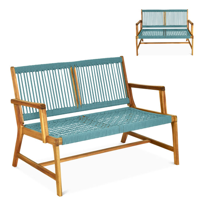 Acacia Wood Bench - Grey Patio Chair, Outdoor Furniture - Ideal for Garden Seating