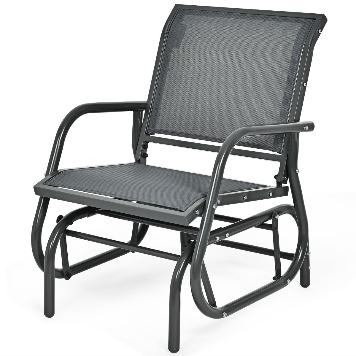Single Swing Glider Rocking Chair - Outdoor, Backyard Compatible - Ideal for Relaxation and Leisure Time