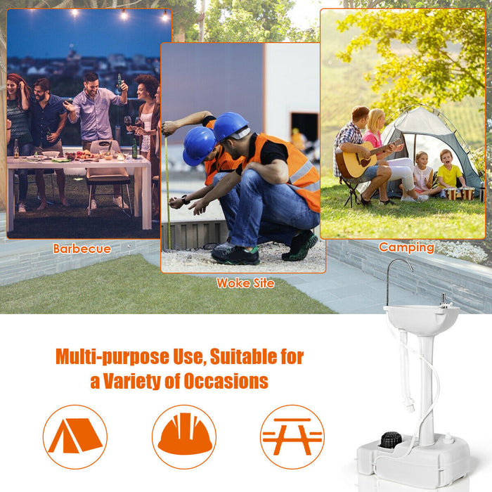 Outdoor Adventure Gear - Portable Camping Sink with Towel Holder and Rolling Wheels - Ideal for Campers and Outdoor Enthusiasts