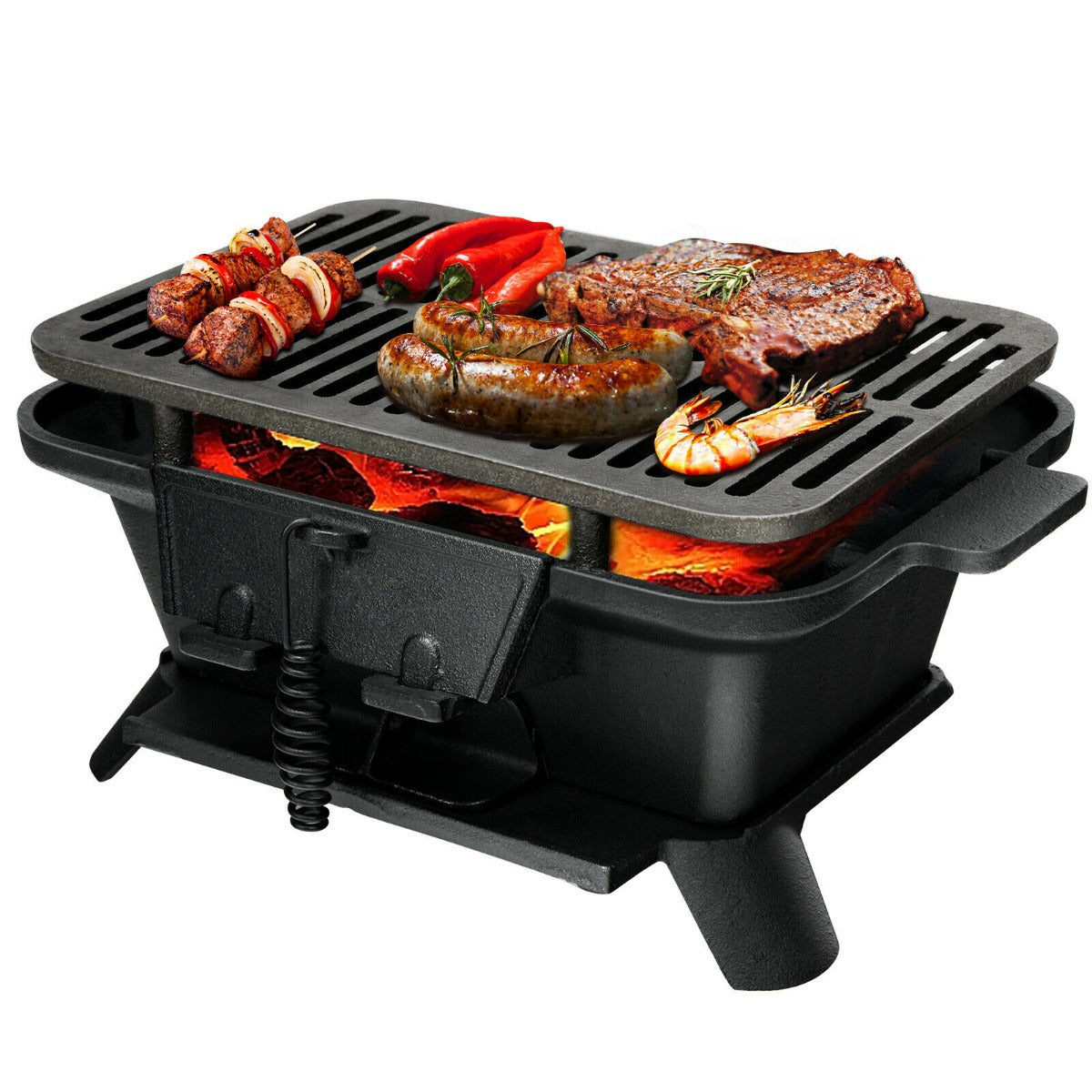Grill Master - Portable Charcoal Grill with Double-sided Net - Ideal for Outdoor Cooking Enthusiasts