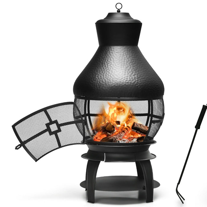 Outdoor Heated - Patio Fire Pit with Coal Burning & 2-Piece Log Grate - Ideal for Outdoor Gatherings and Cold Winter Nights