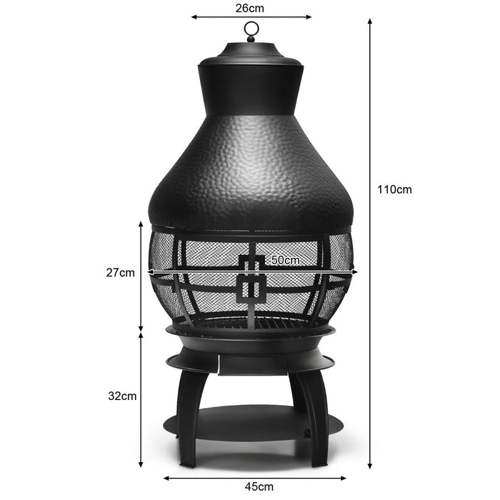 Outdoor Heated - Patio Fire Pit with Coal Burning & 2-Piece Log Grate - Ideal for Outdoor Gatherings and Cold Winter Nights