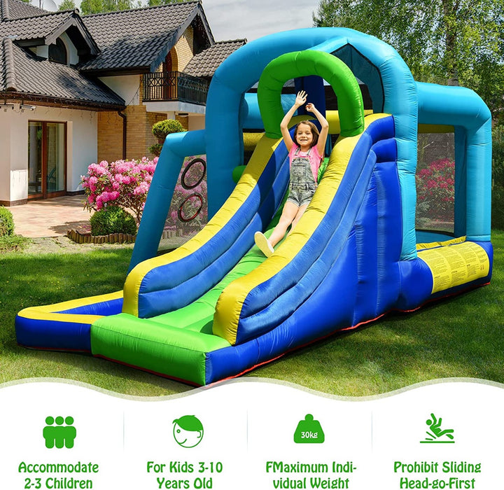 Inflatable Fun - Water Bouncy House with Slide and Ball Pit - Ideal for Kids Outdoor Entertainment