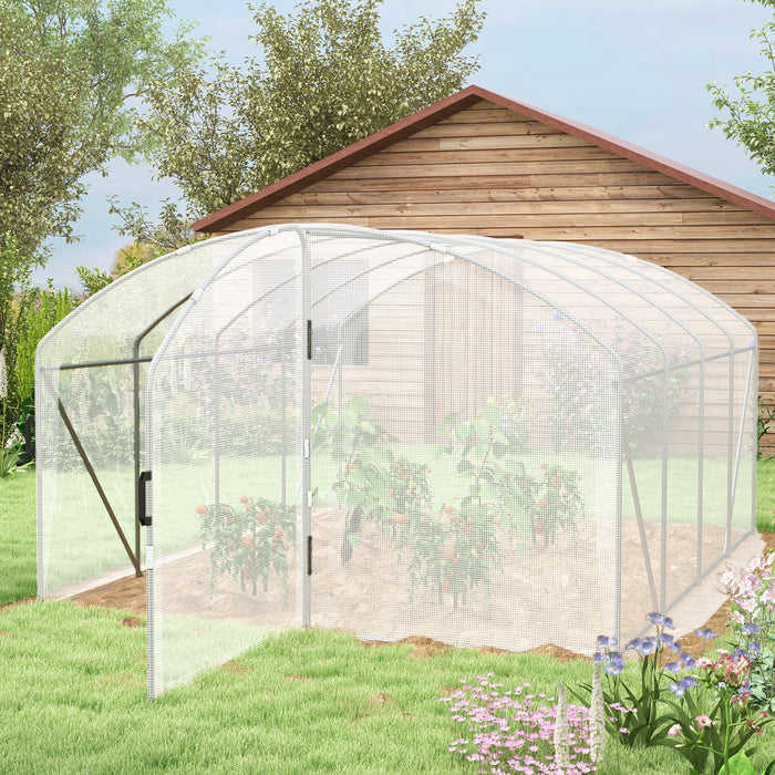 UV-Resistant PE Covered Polytunnel Greenhouse - Walk-In Grow House with Galvanized Steel Frame, 4x3x2m - Ideal for Gardeners and Sustainable Plant Growing