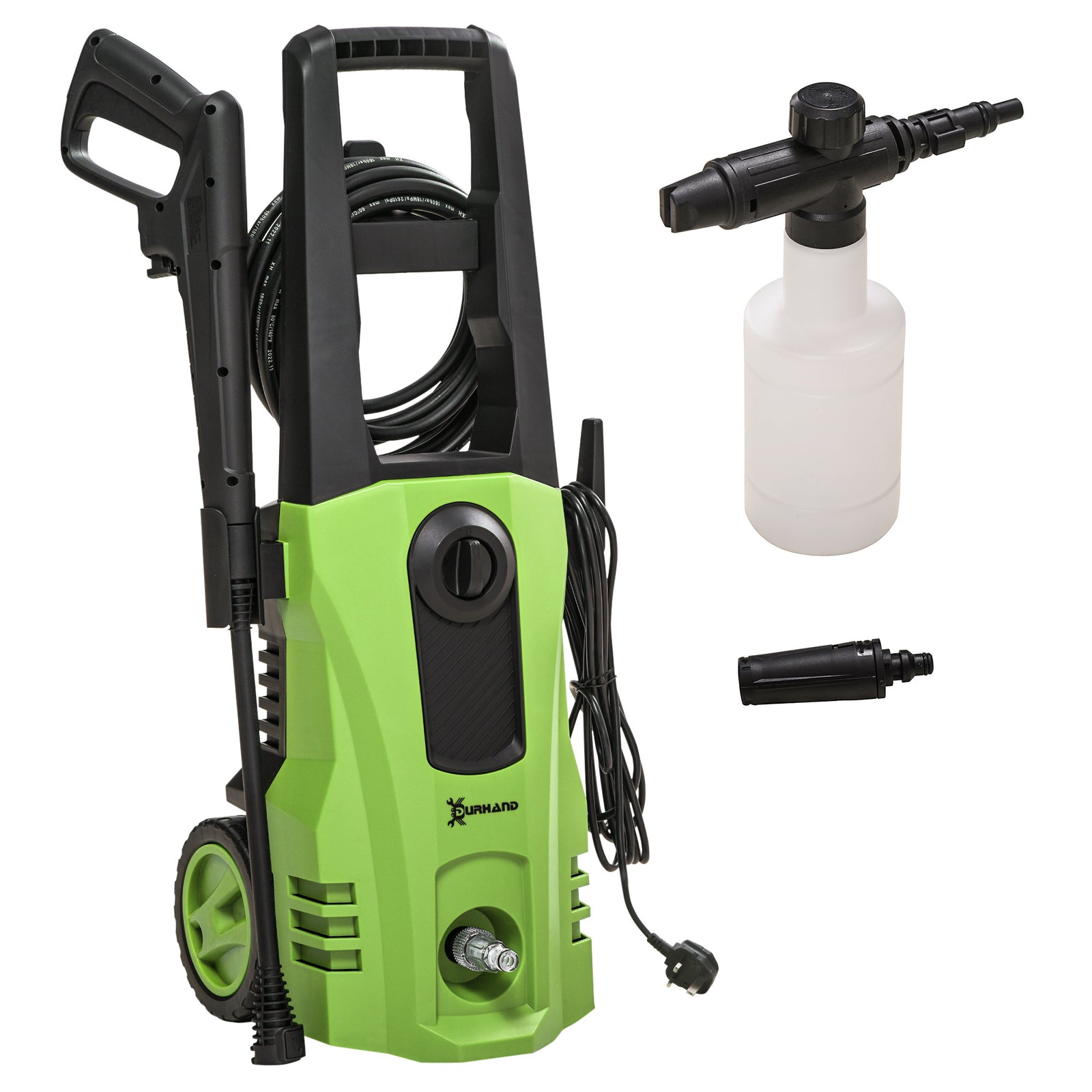 1800W High-Performance Pressure Washer - 150 Bar Max Pressure, 510 L/h Flow Rate, Portable Jet Wash Power Cleaner - Ideal for Garden & Car Cleaning