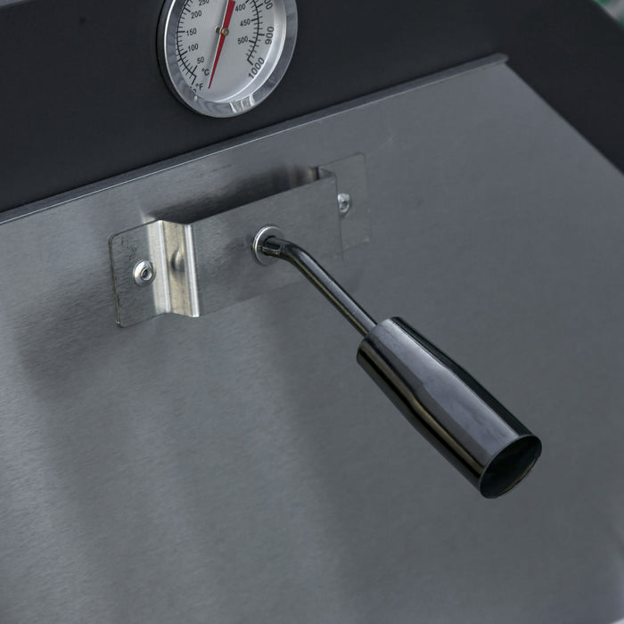 Outdoor Garden Pizza Oven - Charcoal-Fired BBQ Grill with 3-Tier Structure, Thermometer, and Chimney - Perfect for Garden Parties and Gatherings