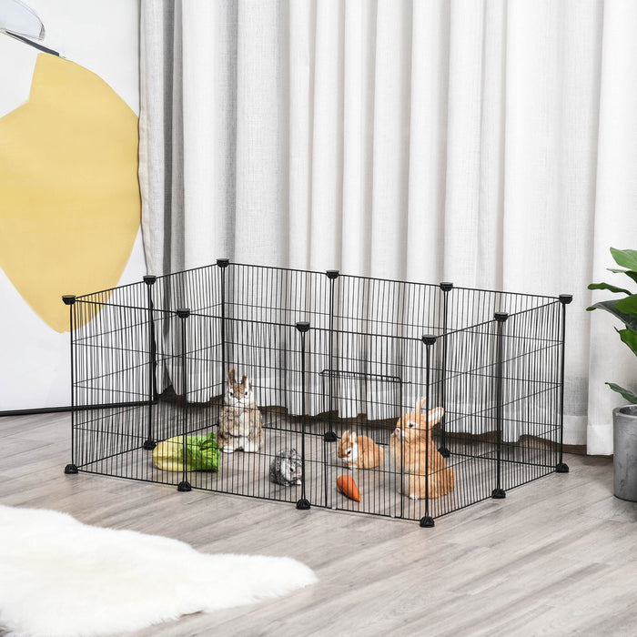 DIY Pet Playpen Metal Cage - 22-Piece Small Animal Enclosure with Door - Ideal for Bunnies, Chinchillas, Hedgehogs & Guinea Pigs