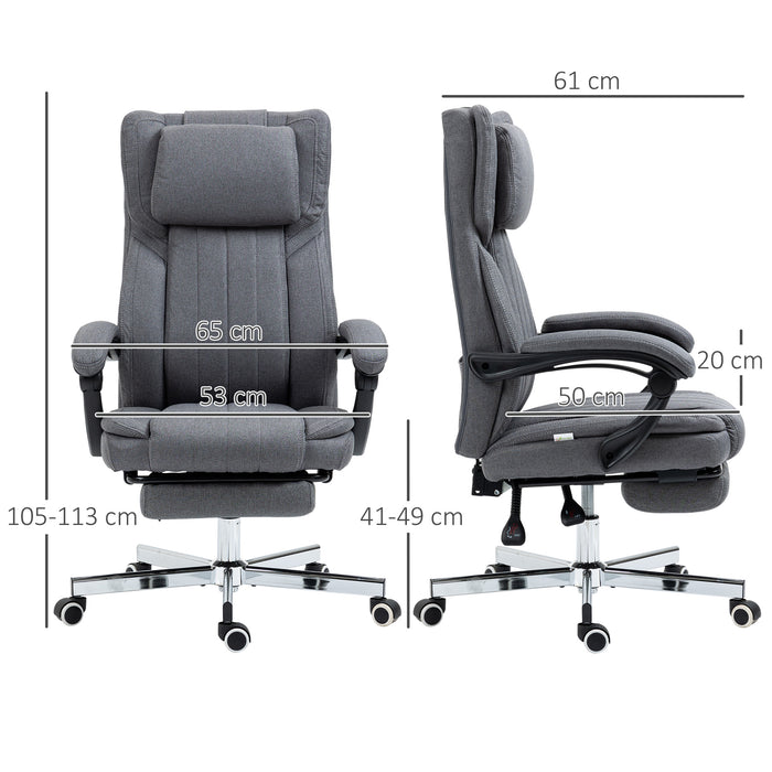 Ergonomic High Back Desk Chair with Headrest and Footrest - Executive Recliner Office Chair, Dark Grey - Ideal for Comfortable Working and Relaxation
