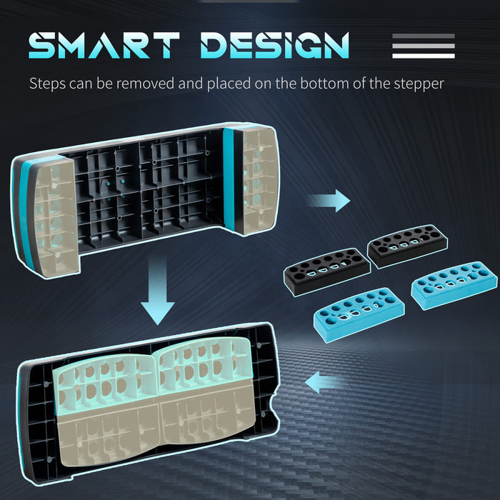 Adjustable Aerobic Step Platform - 3-Level Height 10cm, 15cm, 20cm Non-Slip Exercise Stepper - Ideal for Home Workouts and Office Fitness Routines