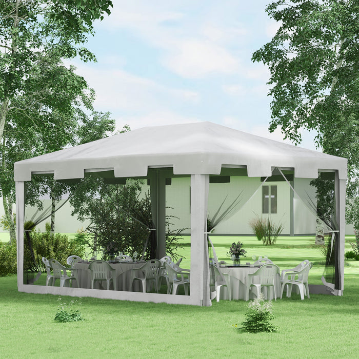 Waterproof PE Canopy Shade - 4x3m Outdoor Party Tent Wedding Gazebo with Panels - Ideal for Events & Garden Gatherings