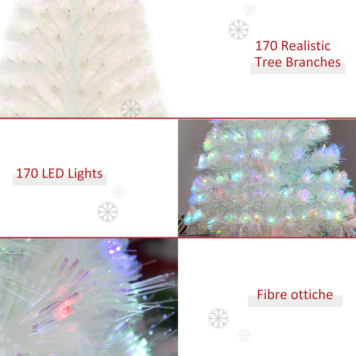 Prelit 4-Foot White Artificial Christmas Tree - Fiber Optic LED Lights for Festive Glow - Ideal Holiday Decoration for Home & Xmas Celebrations