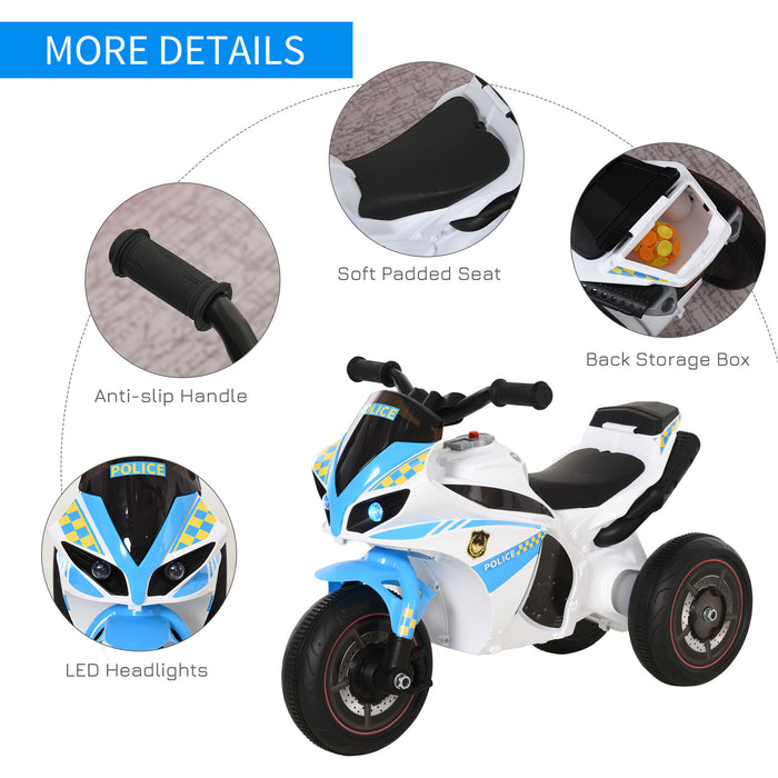 Police Ride-On Toddler 3-Wheel Trike with Music and Lights - Safety-Seated and Easy-Grip Handlebars for Kids - Fun Learning Bike Vehicle for 18-36 Month Olds, Blue