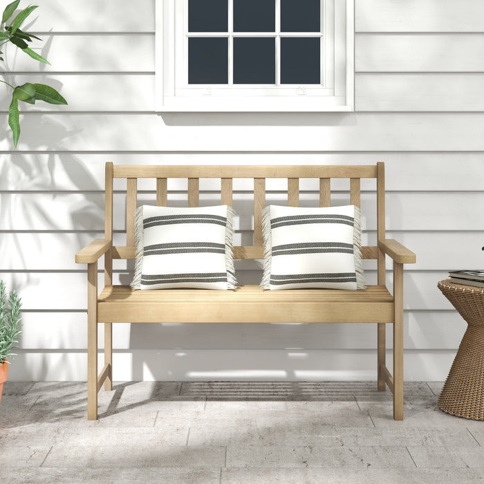 Teak Outdoor Furnishings - Garden Bench with Backrest and Armrests in Solid Teak Wood - Perfect for Patio Seating & Garden Décor