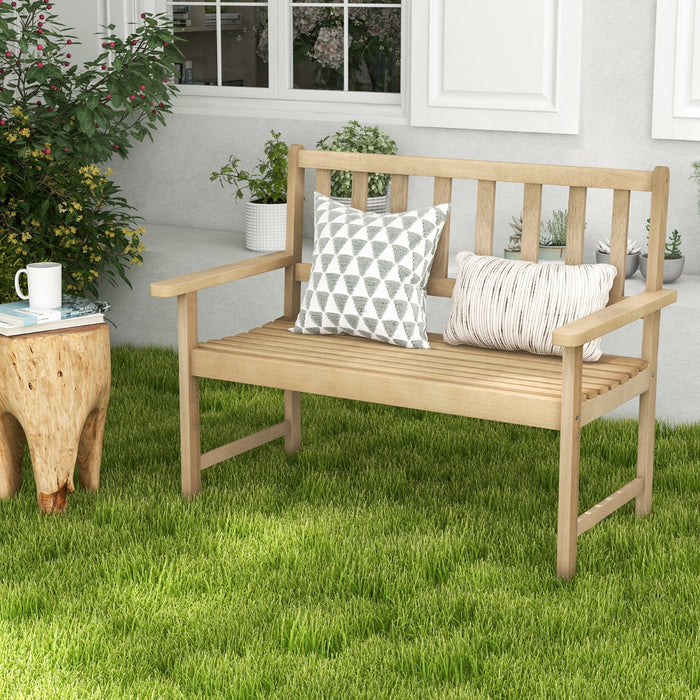 Teak Outdoor Furnishings - Garden Bench with Backrest and Armrests in Solid Teak Wood - Perfect for Patio Seating & Garden Décor