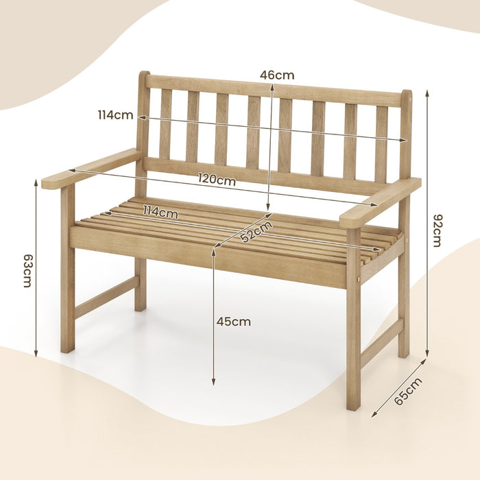 Teak Outdoor Furnishings - Garden Bench with Backrest and Armrests in Solid Teak Wood - Perfect for Patio Seating & Garden Décor