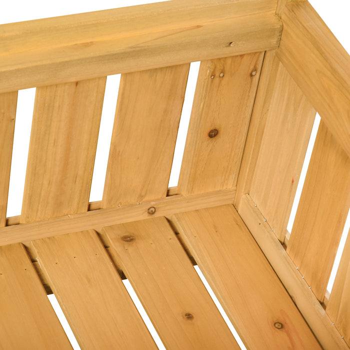 Wooden Garden Storage Bench - 2-Person Patio Seat with High Back and Armrests - Outdoor Seating Solution with Hidden Chest