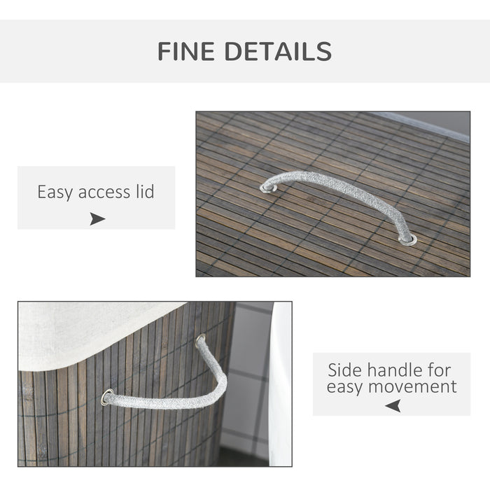 100L Dual-Compartment Laundry Basket with Flip Lid - Sturdy String Handles, Removable Liner, Water-Resistant, Collapsible Design - Space-Saving Clothes Organizer for Families