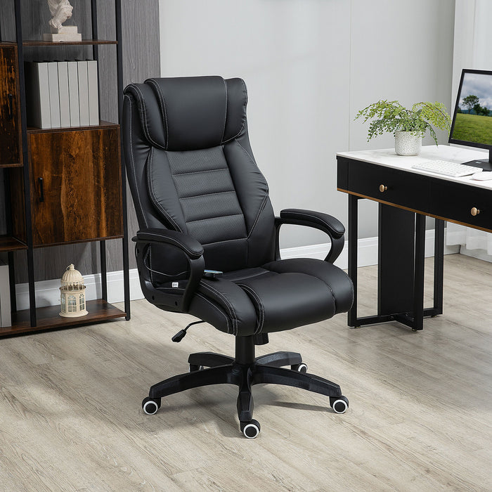 High Back Executive Massage Office Chair - 6-Point Vibrating, Extra Padded Swivel & Tilt Functionality - Ergonomic Desk Seat for Comfortable Working