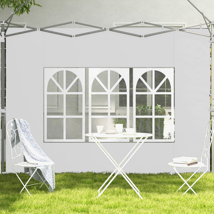 Gazebo Side Panels with Windows - 3x3m / 3x4m Pop Up Gazebo Compatible Replacement Set, 2-Pack in White - Outdoor Shelter Privacy and Weather Protection