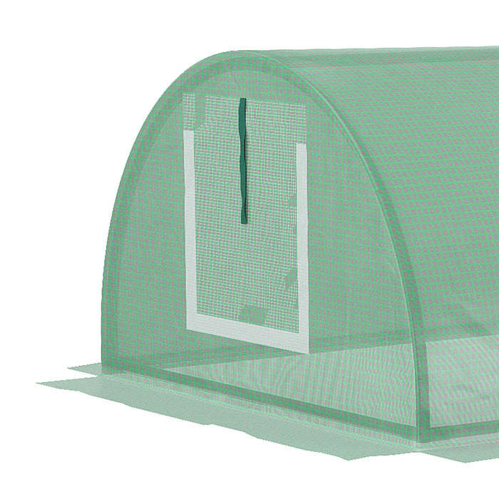 PE Mini Greenhouse - 3m Portable Tunnel Design with Steel Frame and 5 Mesh Windows - Indoor & Outdoor Green Grow House for Gardeners