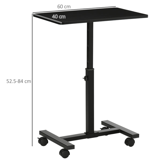 Rolling Laptop Stand with Wheels - Height Adjustable Mobile Overbed Table, Sofa Side Desk for Home Office - Ideal for Remote Work and Studying Spaces